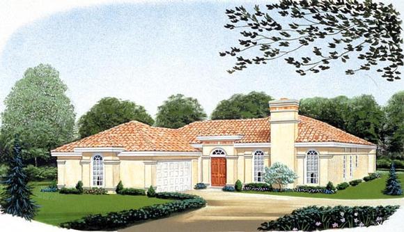 Florida, Mediterranean House Plan 95652 with 3 Beds, 2 Baths, 2 Car Garage Elevation