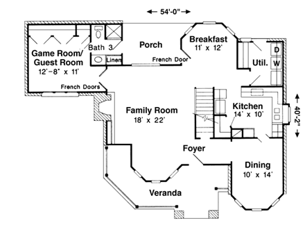 Country, Farmhouse, Victorian House Plan 95663 with 3 Beds, 3 Baths, 2 Car Garage First Level Plan