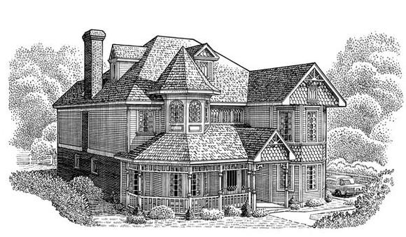 Country, Farmhouse, Victorian House Plan 95682 with 4 Beds, 5 Baths, 2 Car Garage Elevation