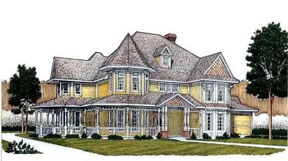 Country, Farmhouse, Victorian House Plan 95692 with 4 Beds, 4 Baths, 2 Car Garage Elevation