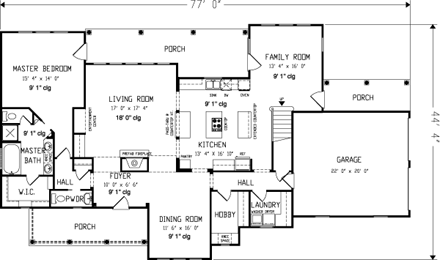 Country, European House Plan 95734 with 4 Beds, 4 Baths, 2 Car Garage First Level Plan