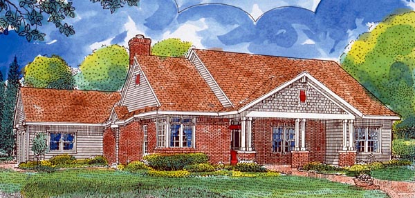 Country, Southern House Plan 95737 with 3 Beds, 2 Baths, 2 Car Garage Elevation