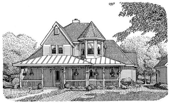 Country, Victorian House Plan 95738 with 3 Beds, 3 Baths Elevation