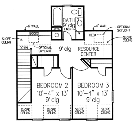 European House Plan 95741 with 3 Beds, 4 Baths, 2 Car Garage Second Level Plan