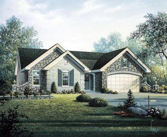 Cottage, Country, Craftsman, Ranch House Plan 95800 with 4 Beds, 2 Baths, 2 Car Garage Elevation