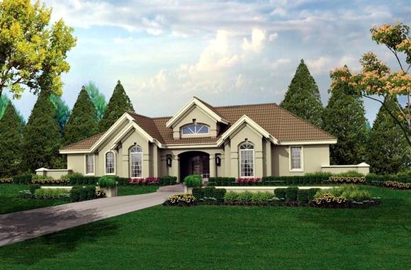 Florida, Ranch, Southwest House Plan 95804 with 3 Beds, 3 Baths, 2 Car Garage Elevation