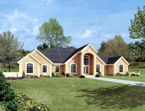 Ranch, Southern, Traditional House Plan 95809 with 3 Beds, 3 Baths, 3 Car Garage Elevation