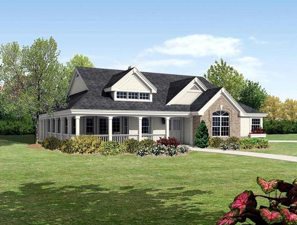 Bungalow, Cabin, Cottage, Country, Ranch, Traditional House Plan 95810 with 2 Beds, 2 Baths, 2 Car Garage Elevation