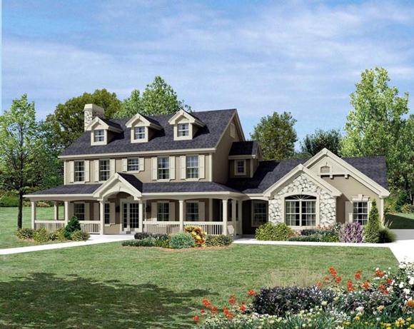 Cape Cod, Colonial, Country, Farmhouse House Plan 95822 with 4 Beds, 4 Baths, 2 Car Garage Elevation