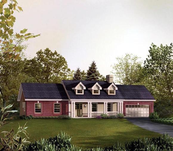 Cape Cod, Country, Ranch, Traditional House Plan 95830 with 3 Beds, 2 Baths, 2 Car Garage Elevation