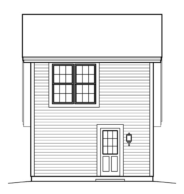 Cabin, Cottage, Country, Saltbox, Traditional 1 Car Garage Apartment Plan 95833 with 1 Beds, 1 Baths Rear Elevation