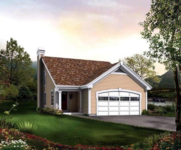 Traditional House Plan 95838 with 2 Beds, 2 Baths, 2 Car Garage Elevation