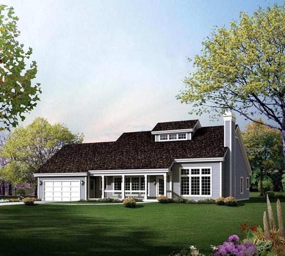 Contemporary, Country House Plan 95848 with 3 Beds, 3 Baths, 2 Car Garage Elevation
