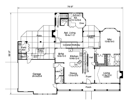 Contemporary, Country House Plan 95849 with 5 Beds, 6 Baths, 2 Car Garage First Level Plan