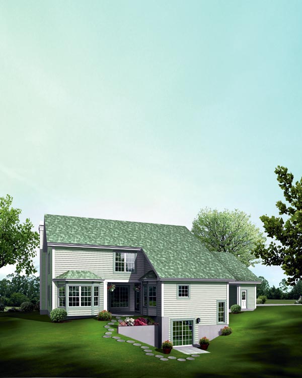 Contemporary, Country Plan with 3346 Sq. Ft., 5 Bedrooms, 6 Bathrooms, 2 Car Garage Rear Elevation