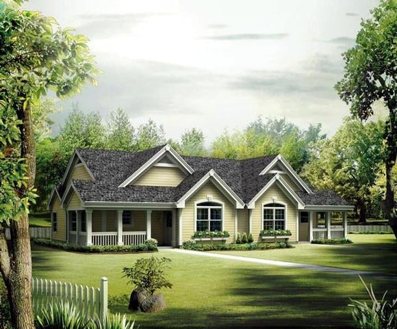 Country, Ranch Multi-Family Plan 95864 with 4 Beds, 4 Baths Elevation