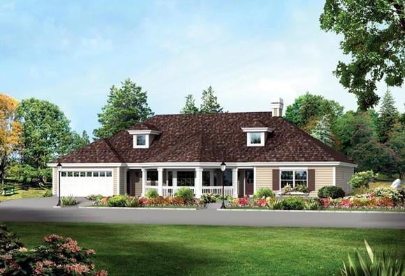 Colonial, Country, Ranch, Traditional House Plan 95869 with 3 Beds, 3 Baths, 2 Car Garage Elevation