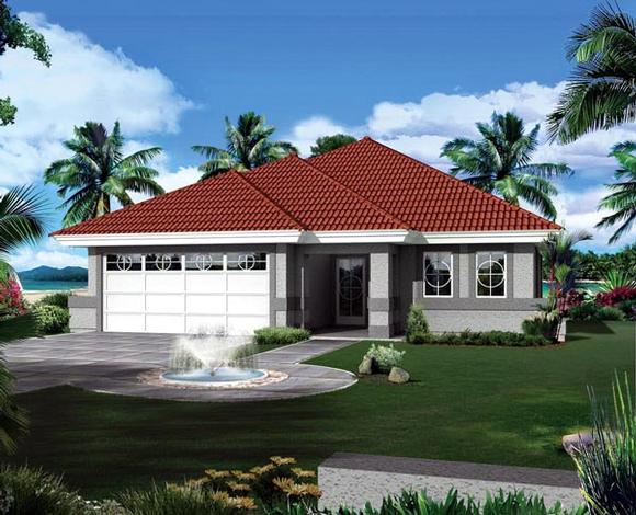 Ranch, Southwest House Plan 95871 with 3 Beds, 2 Baths, 2 Car Garage Elevation