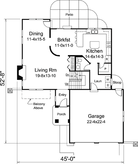 Cabin, Cottage, Craftsman, European, Tudor House Plan 95876 with 3 Beds, 3 Baths, 2 Car Garage First Level Plan