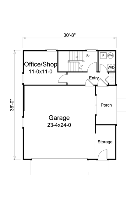 Southwest 2 Car Garage Apartment Plan 95880 with 1 Beds, 1 Baths First Level Plan