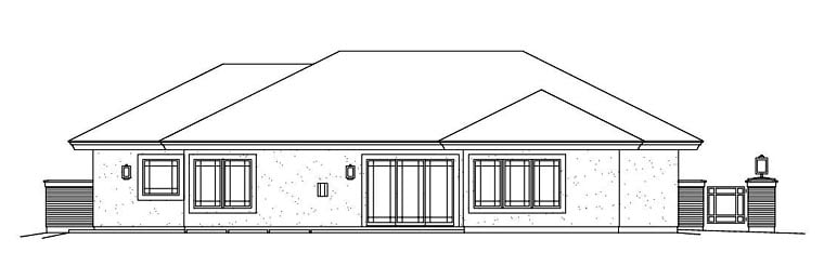 Contemporary, Prairie House Plan 95886 with 3 Beds, 3 Baths, 2 Car Garage Rear Elevation