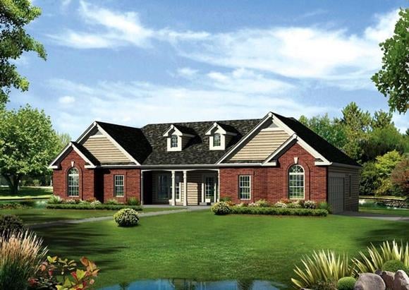 Cape Cod, Colonial, Country, Ranch, Traditional House Plan 95891 with 3 Beds, 3 Baths, 2 Car Garage Elevation