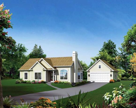 Cape Cod, Country, Ranch, Traditional House Plan 95896 with 3 Beds, 2 Baths, 2 Car Garage Elevation