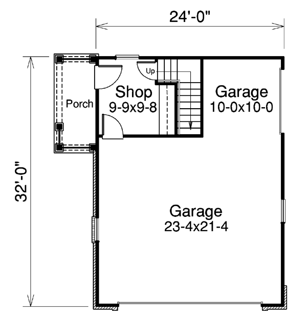 2 Car Garage Apartment Plan 95918 Level One