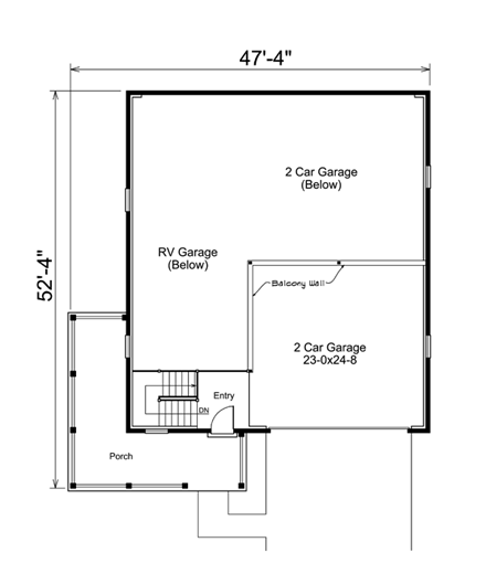 4 Car Garage Plan 95931, RV Storage Second Level Plan