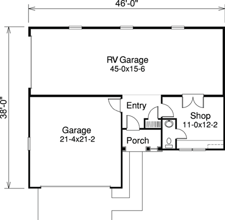 2 Car Garage Plan 95932, RV Storage First Level Plan