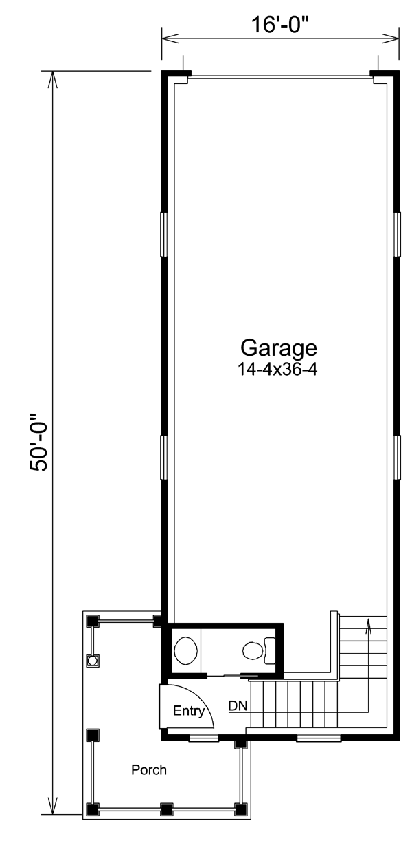1 Car Garage Plan 95940 Level One