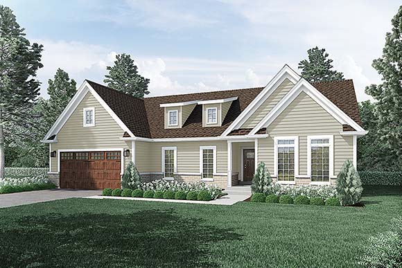 Country, Craftsman House Plan 95965 with 3 Beds, 2 Baths, 2 Car Garage Elevation