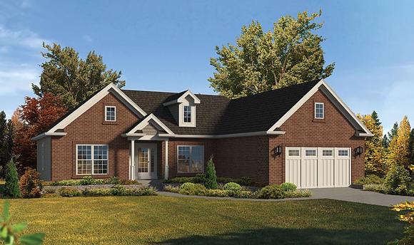 Traditional House Plan 95966 with 3 Beds, 3 Baths, 2 Car Garage Elevation