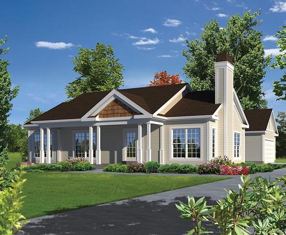 Ranch, Traditional House Plan 95979 with 3 Beds, 2 Baths, 2 Car Garage Elevation