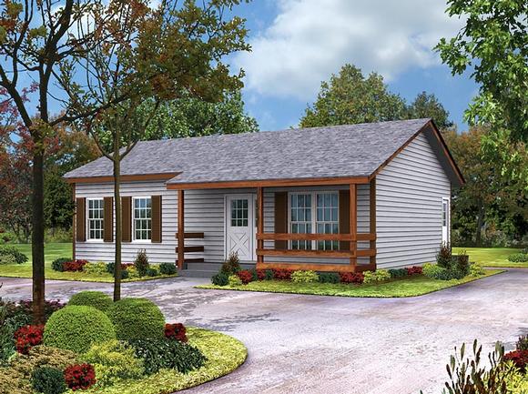 Cabin, Country, Ranch, Southern House Plan 95980 with 2 Beds, 1 Baths Elevation