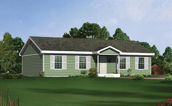 Ranch, Traditional House Plan 95988 with 3 Beds, 2 Baths Elevation