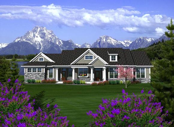 Craftsman, Ranch House Plan 96104 with 3 Beds, 3 Baths, 3 Car Garage Elevation