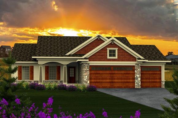 Ranch House Plan 96120 with 3 Beds, 2 Baths, 3 Car Garage Elevation