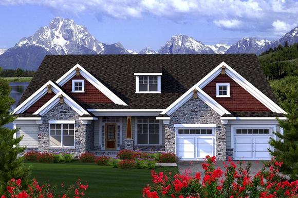Ranch House Plan 96128 with 3 Beds, 3 Baths, 2 Car Garage Elevation