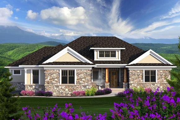 Ranch House Plan 96136 with 2 Beds, 3 Baths, 2 Car Garage Elevation