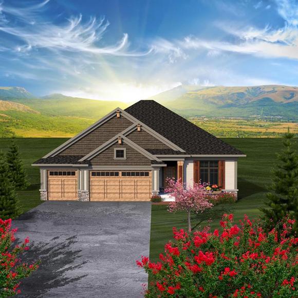 Ranch House Plan 96149 with 2 Beds, 2 Baths, 3 Car Garage Elevation
