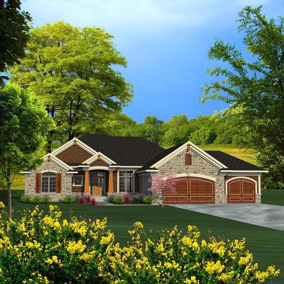 Ranch House Plan 96156 with 3 Beds, 2 Baths, 3 Car Garage Elevation