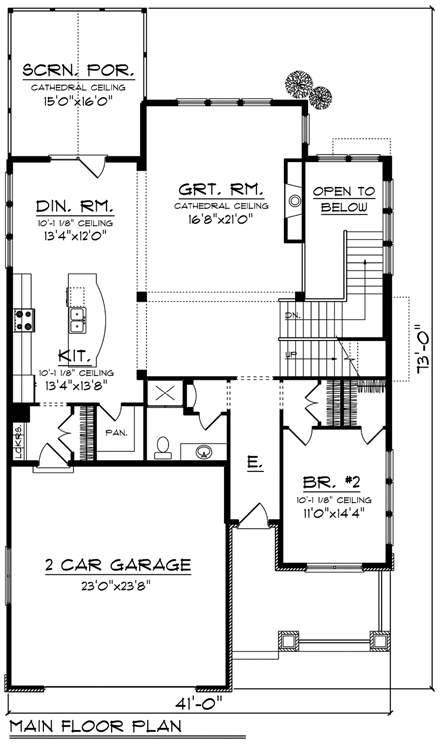 Traditional House Plan 96165 with 4 Beds, 3 Baths, 2 Car Garage First Level Plan