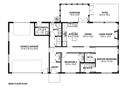 House Plan 96201 with 2 Beds, 2 Baths, 2 Car Garage First Level Plan