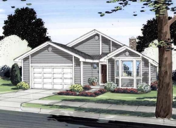 Ranch House Plan 96206 with 3 Beds, 2 Baths, 2 Car Garage Elevation