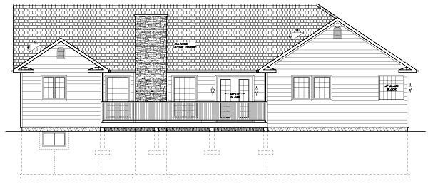 House Plan 96209 with 3 Beds, 3 Baths, 2 Car Garage Rear Elevation