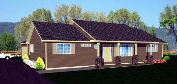 Ranch House Plan 96211 with 3 Beds, 2 Baths, 2 Car Garage Elevation
