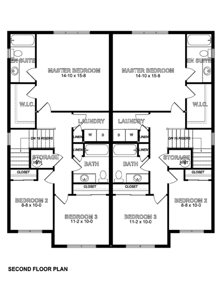 Craftsman Multi-Family Plan 96213 with 10 Beds, 8 Baths, 2 Car Garage Second Level Plan