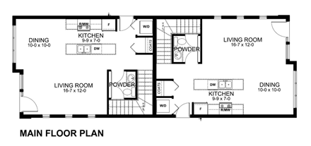 Contemporary Multi-Family Plan 96218 with 6 Beds, 4 Baths First Level Plan