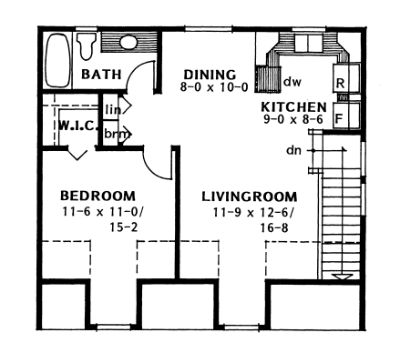 Cape Cod, Traditional 2 Car Garage Apartment Plan 96220 with 1 Beds, 1 Baths Second Level Plan